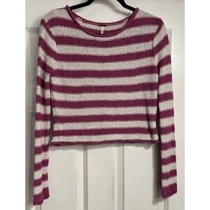 Free People Beach Sweater S Womens Loose Knit Striped Oversized Pink‎